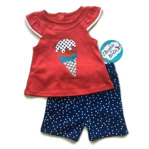 Bumble + Birdie 2Pc Ice Cream Outfit Top & Shorts Girls 9 Months
